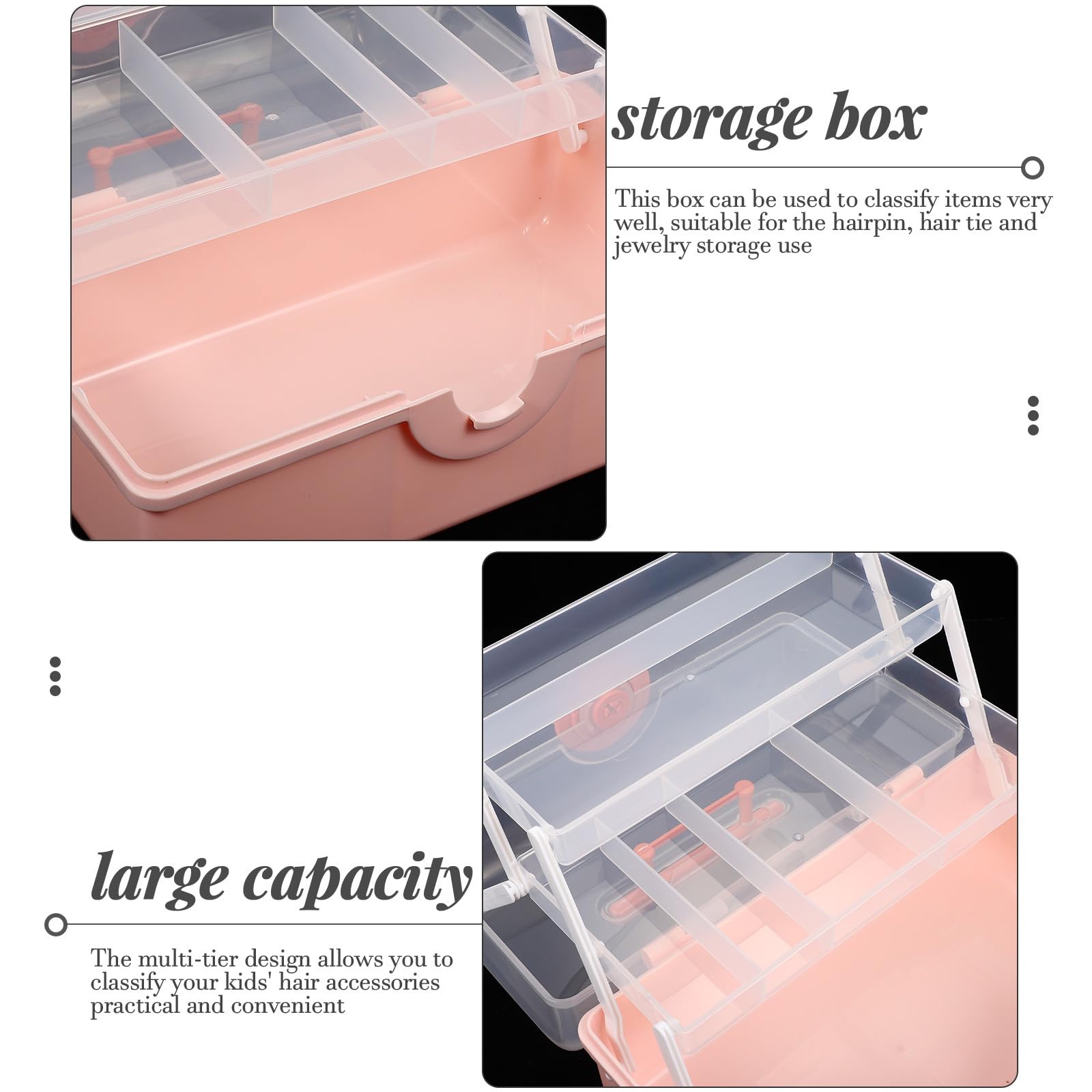Kreative Mehrlagige Haaraccessoire Kasten für Mädchen Rosa Tragbare Schmuckaufbewahrung mit Desktop Organizer für Haarspangen und Haargummis