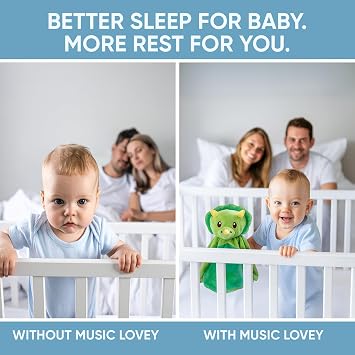Love By Emi - White Noise Lullaby Baby Sleep Soother Lovey - Plush Baby Sleep Aid Animal Toy - Lullaby Sound Machine & Pacifier Clip - Stuffed Animal with Heartbeat - Green Dinosaur Security Blanket