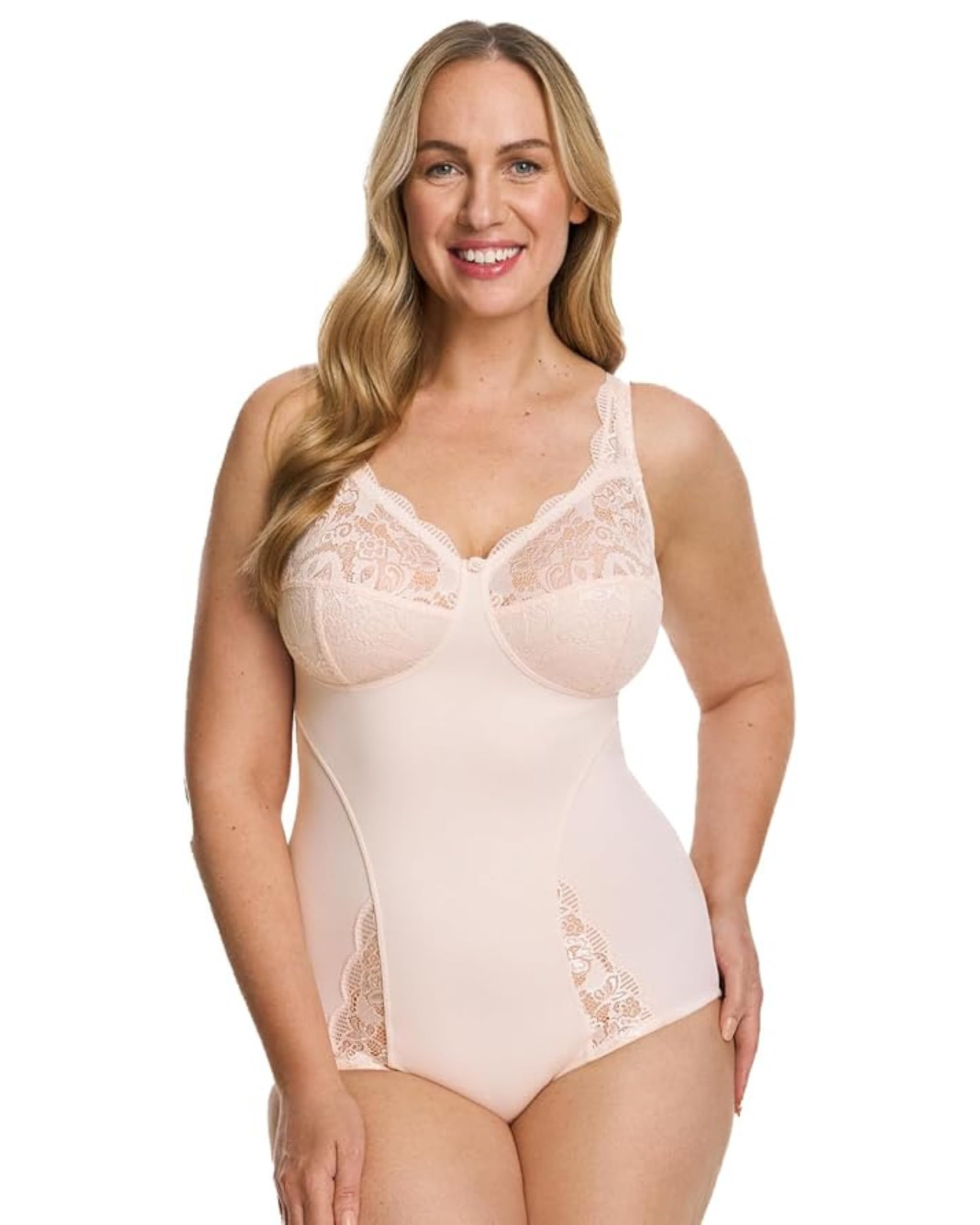 SUSA Damen Body ohne Bügel - Latina 6538 - Bequeme Shapewear Mieder für Frauen - Figurschmeichelndes Design - Ideal für Alltag & besondere Anlässe - Soft Peach, 100E