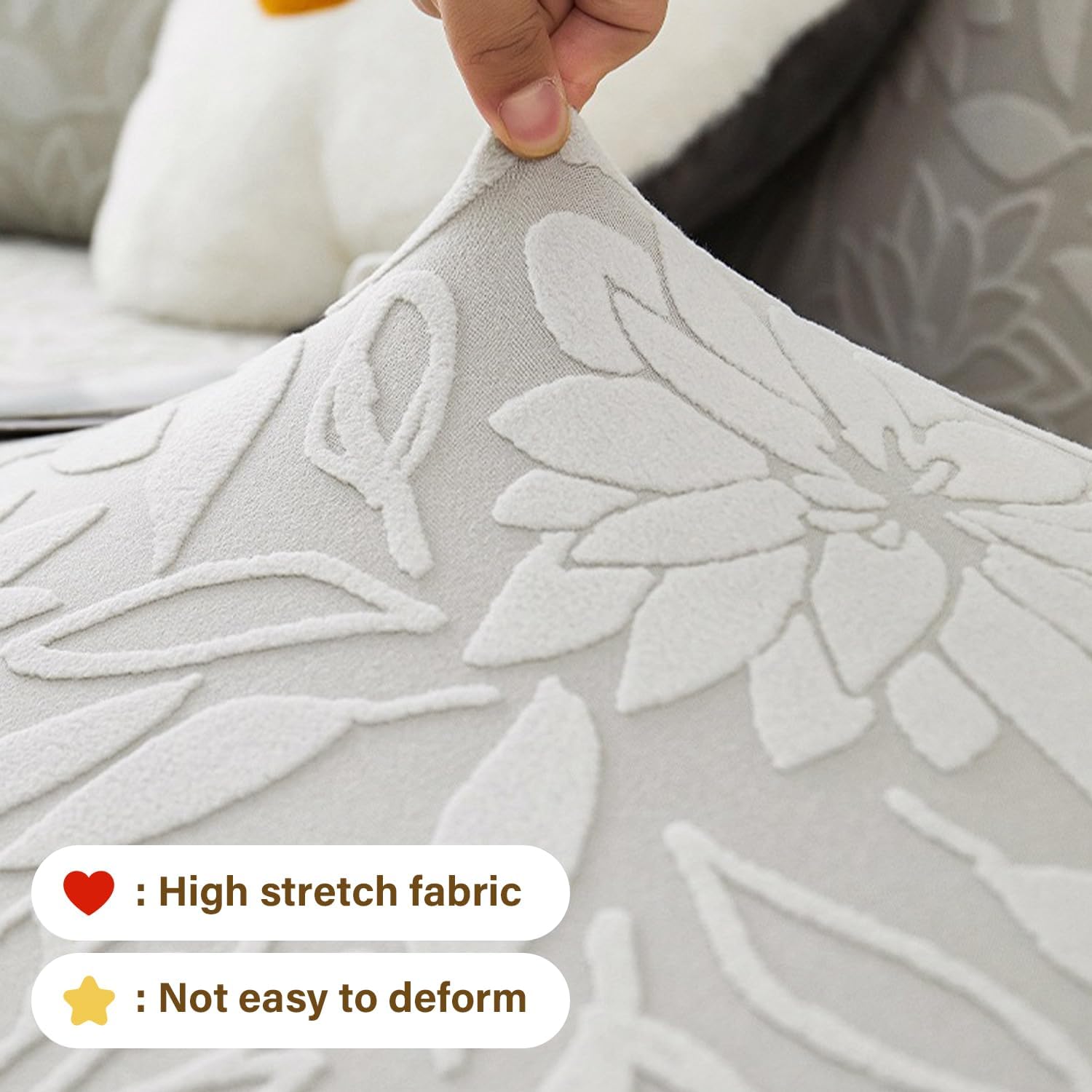 Stretch Sofa Cover 1 Piece Couch Covers for 1 2 3 4 Cushion Couch Non Slip Universal Sofa Slipcover Washable Soft Jacquard Furniture Protector Loveseat Slipcover,Gray,Large
