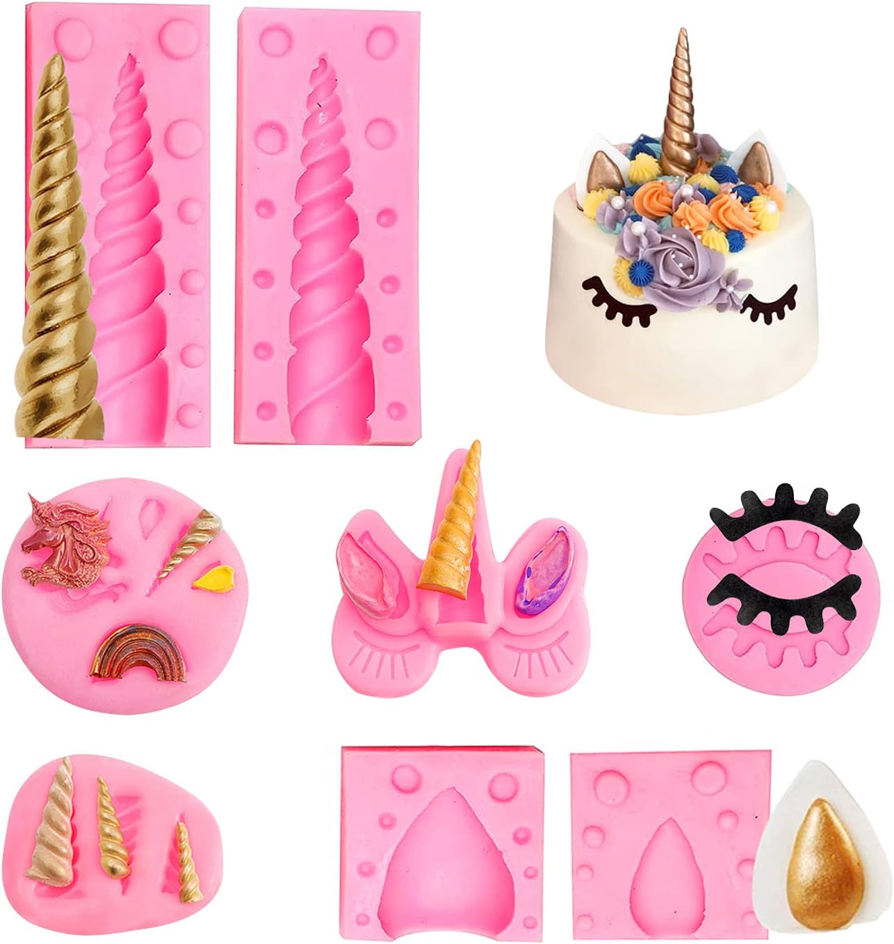 8 Pack Unicorn Theme Fondant Silicone Molds Unicorn Candy
