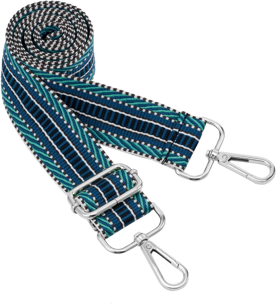 Silvery Buckles Wide Shoulder Strap Adjustable Replacement Belt Crossbody Canvas Bag Handbag