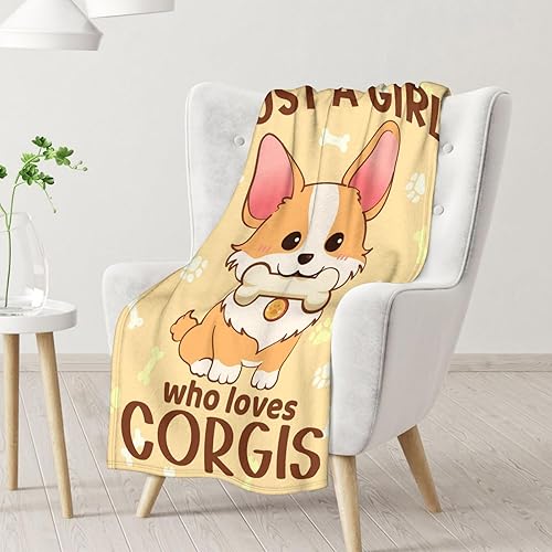 Miniatura 2 de Corgi - Manta de regalo de 50 x 40 pulgadas, bonita manta para niños y niñas, mantas amarillas suaves y peludas para cuna, sofá y viajes