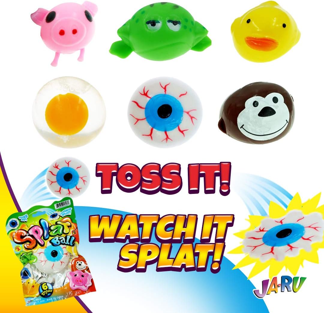 JA-RU SPLAT Ball Sticky & Stretchy (Pack of 6 Assorted) Sensory Stress Relief Toy, Party Favor Pinata Filler.5303-6p