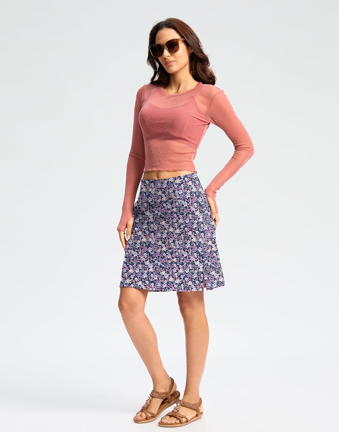 Viodia Women's 20" Long Swim Skirt Skort High Waisted Modest Bathing Suit Swimsuit Bottoms Beach Tankini Bikini with Skirt - Image 6