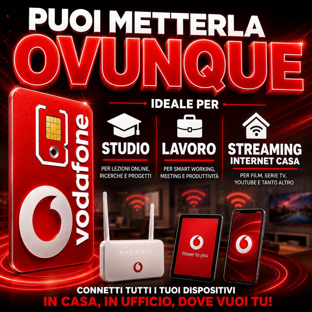 VODAFONE SIM DATI 5G con tutti i Giga che vuoi e Senza Limiti Pratici in Italia e Europa senza restrizioni