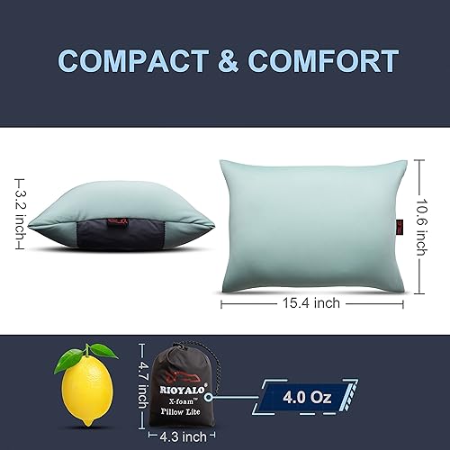 Vista 13 de Almohada inflable para campamento Lite con funda acolchada extraíble Cómoda, lavable, ultraligera 4 onzas en forma de X plegable en almohada
