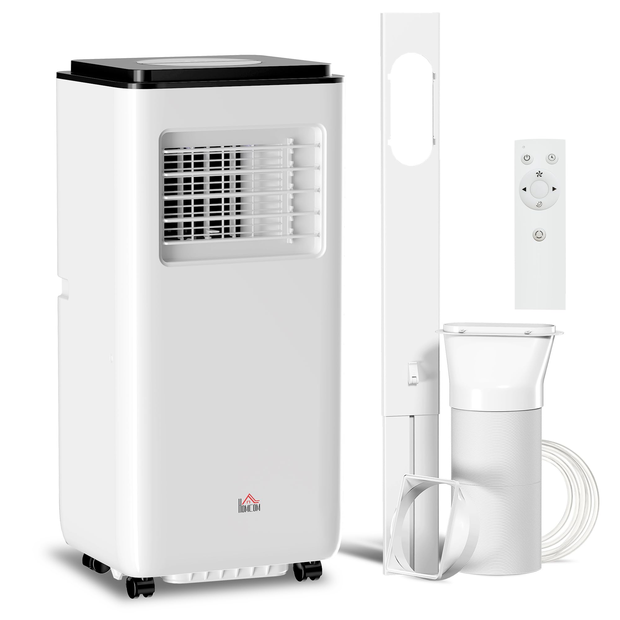 HOMCOM Condizionatore Portatile 7000BTU 2KW con Deumidificatore 3 in 1, 5 Modalità, 2 Velocità e Timer 24h, Climatizzatore Portatile con Display Digitale, Telecomando, Per Stanze Fino a 25㎡, Bianco