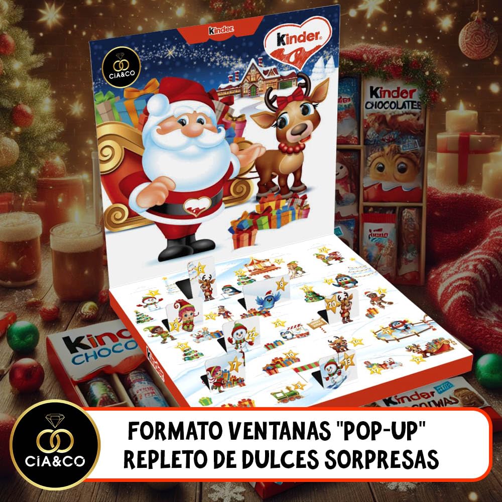 Kinder Calendario de Adviento POP UP 2025 24 Chocolates Variados 125 g
