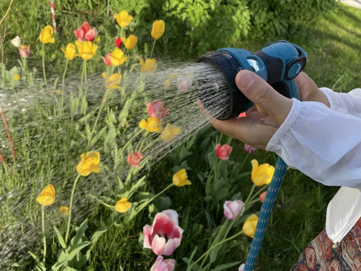 Tubo Acqua Estensibile da Giardino 50m + 20m per Irrigazione e Doccia (Azzurro Cielo, 45m)