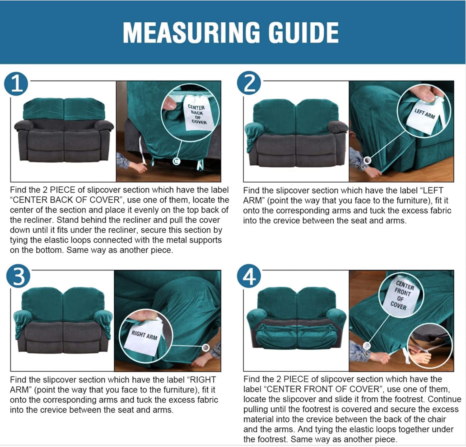MIFXIN Loveseat Recliner Sofa Cover Velvet Stretch 2 Seat Reclining Sofa Couch Slipcover Soft Thick Elastic Recliner Cover Anti-Slip Washable Furniture Protector for Kids Pets (Dark Green)