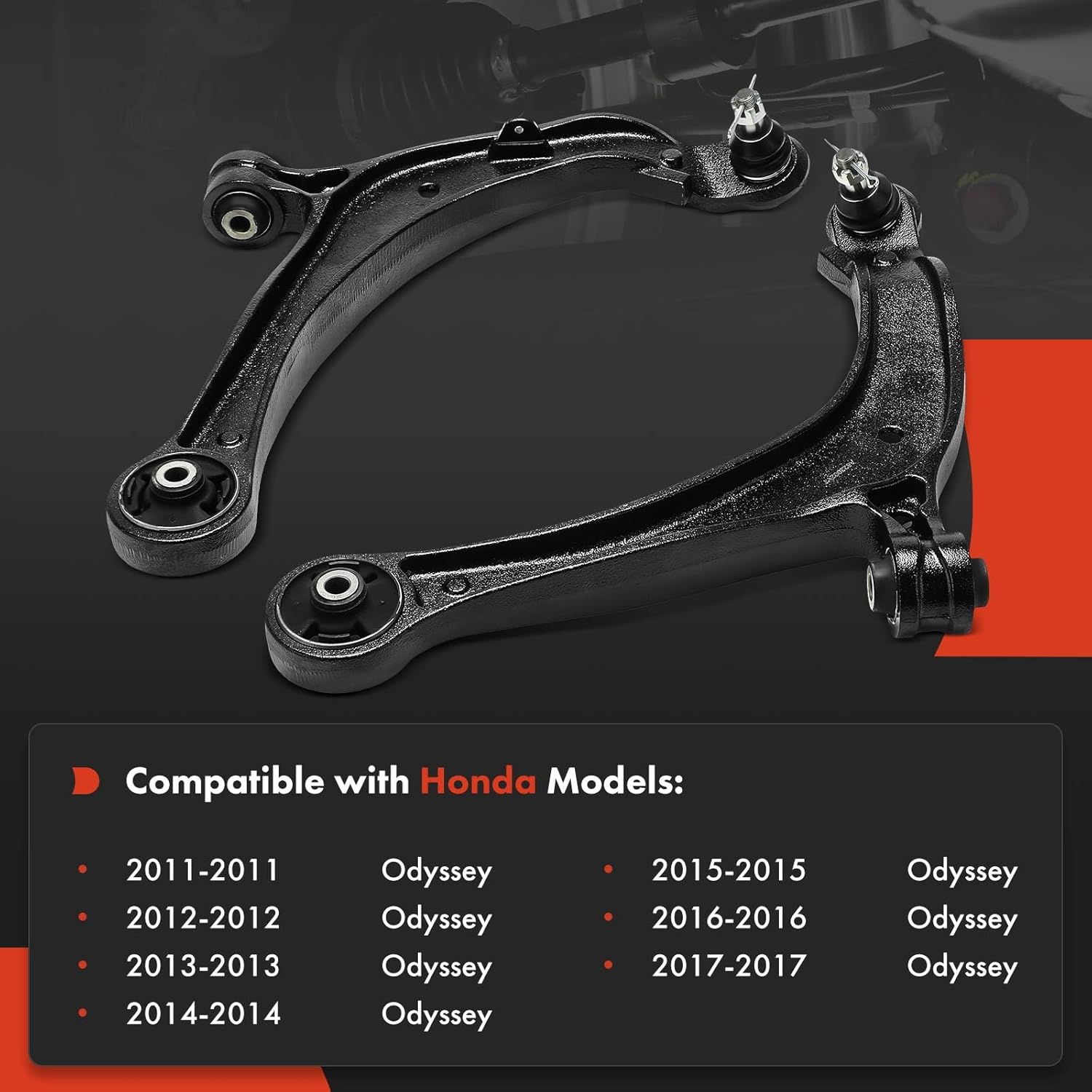 A-Premium 2 x Front Lower Control Arm, with Ball Joint & Bushing, Compatible with Honda Odyssey 2011-2017
