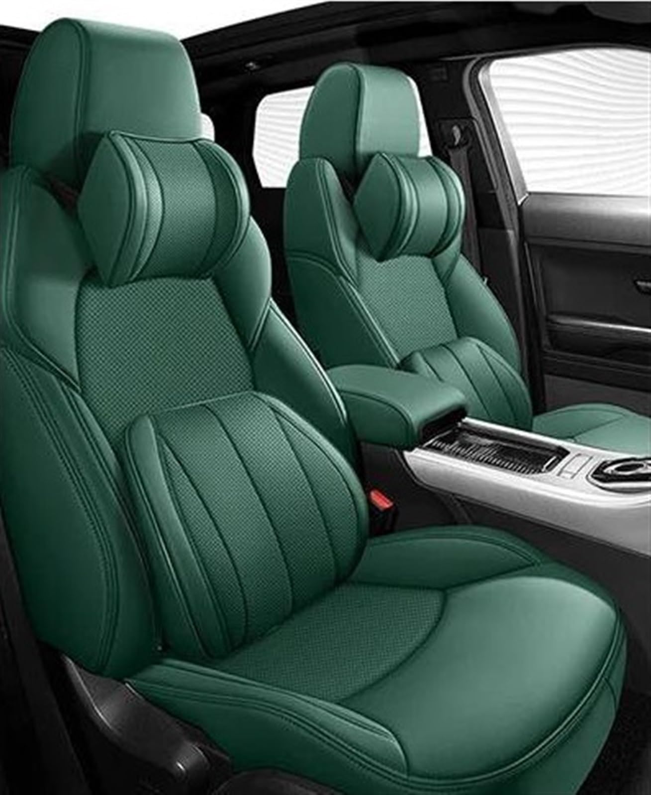 OESUPCar Seat Protector Custom Car Seat Covers Leather For Land For Rover For Freelander 2 2010-2013 Car Seat Protector Full Set Accessories Interior Car Seat Covers Set(GREEN,Luxury)