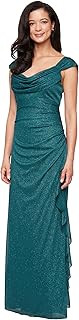 Women's Long Cowl Neck Glitter Dress, Mother of The Bride, Formal Events