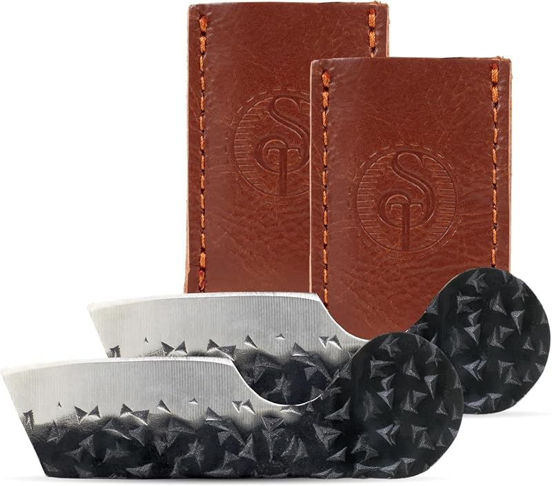 Southern Trapper Mini Pocket Knife Set of 2 with Leather Sheaths for EDC | Compact design, ideal for camping, hiking, hunting, and fishing, great everyday carry gift idea, suitable for men and women