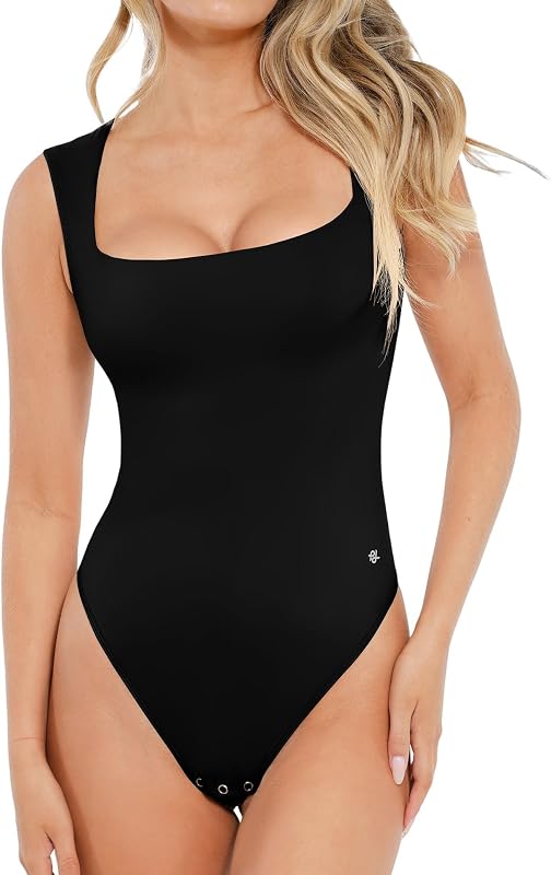 Popilush Body para mujer sin mangas con cuello cuadrado