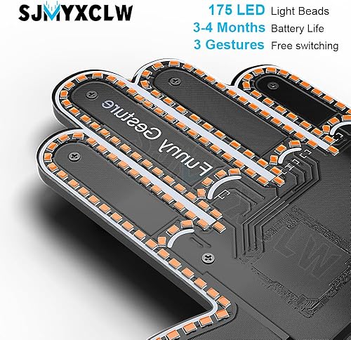 Miniatura 4 de SJMYXCLW Luz de dedo gesto para coche, señal LED de furia de carretera para automóvil, expresa amorpájaroparadaolaadvertencia a otros, modelo de 3