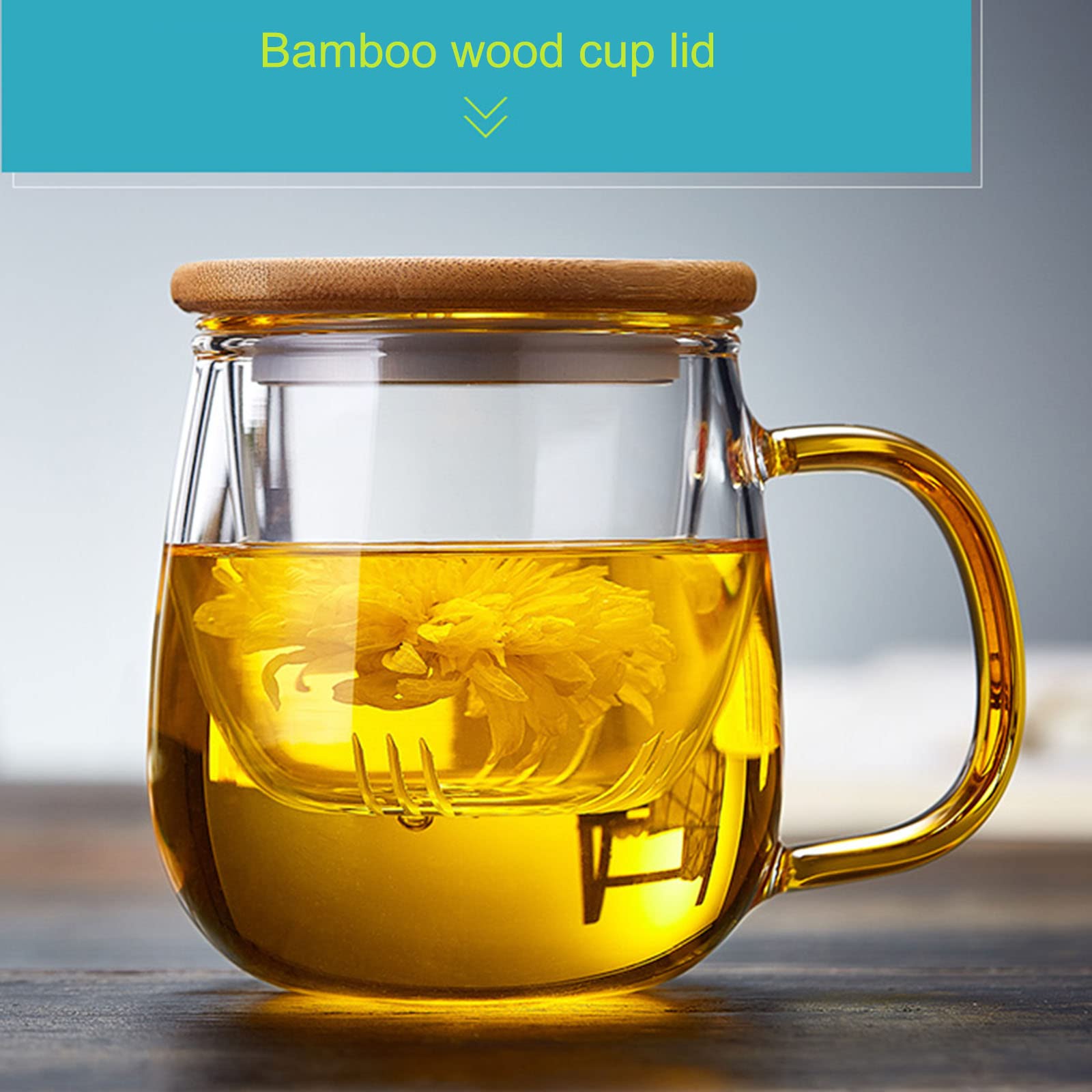 LPAYOK Cubiertas de Bambú para Tazas - Juego de 4 Tapas de Madera para Tazas de Vidrio de Té y Café
