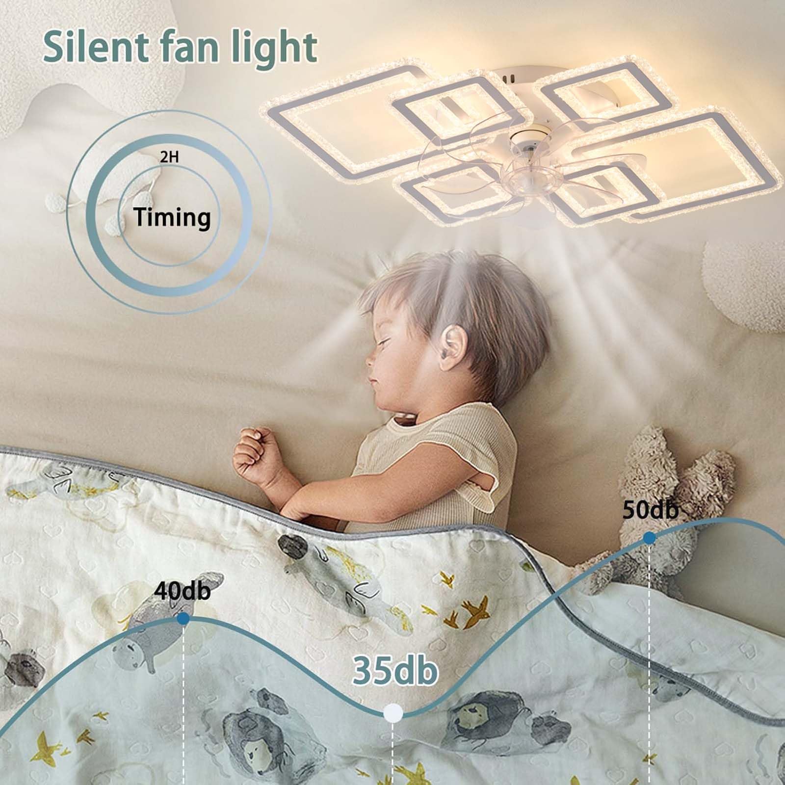 LED Ventilatore da Soffitto con Luce 6 Velocità Reversibile Silenziosa Temperatura a 3 Colori Luce Dimmerabile Plafoniera con Ventilatore DotatoTelecomando e ControlloTramite APP ，Bianco