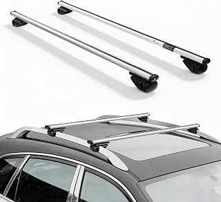 VEVOR 2 x Dachgepäckträger Dachquerträger mit 75 kg Tragkraft, Passend für Erhöhte Dachreling, 210–1060 mm Relingabstand, Abschließbare Querträger für Gepäck Kanus Transportkörbe, Dachträger