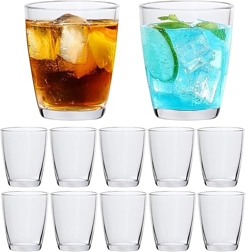 QAPPDA Vasos de jugo de 7 onzas, juego de 12 vasos apilables para agua, vasos de agua transparentes duraderos para bebidas caseras para refrescos,