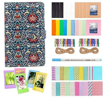 Anter Photo Album Accessories Compatible for Fujifilm Instax Mini Camera, HP Sprocket, Polaroid Zip, Snap, Snap Touch Printer Films with Film Stickers, Album & Frame - 108 Pocket,Bohemia