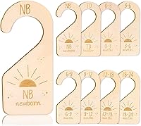 Vista 1 de Whaline 8 piezas de tamaño de armario de bebé divisores de madera para armario de bebé, organizador bohemio de diseño de sol colgante de madera