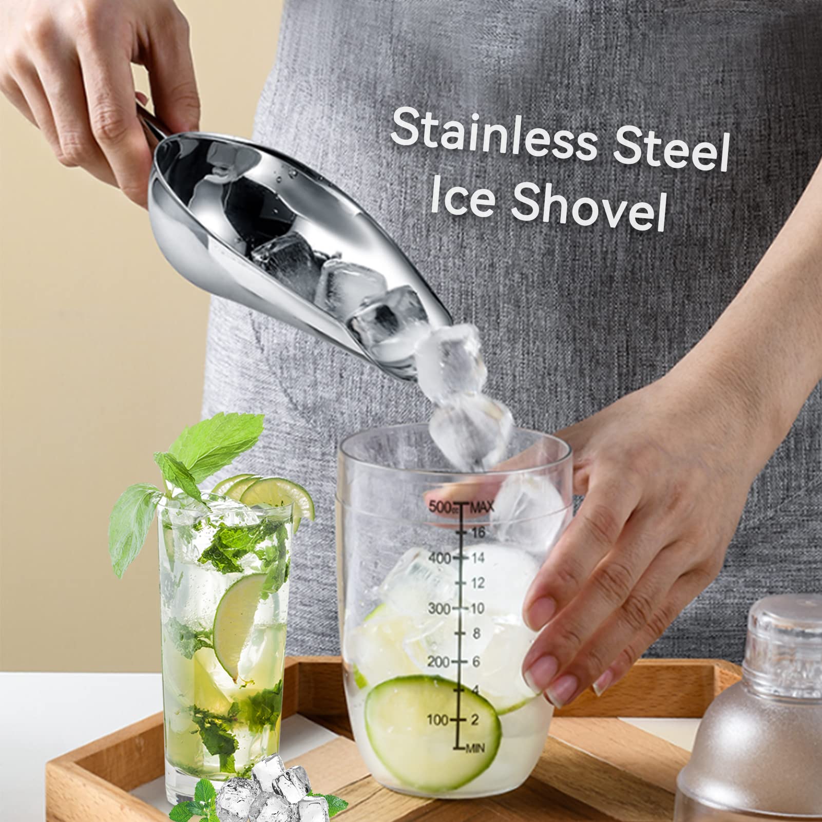 Paletta per ghiaccio in acciaio inox, 5 palette per caramelle, multiuso Paletta per Alimenti in Metallo, Cucchiaio Pratico da Cucina per buffet, bar e cucina, feste, matrimoni(Tramutante)