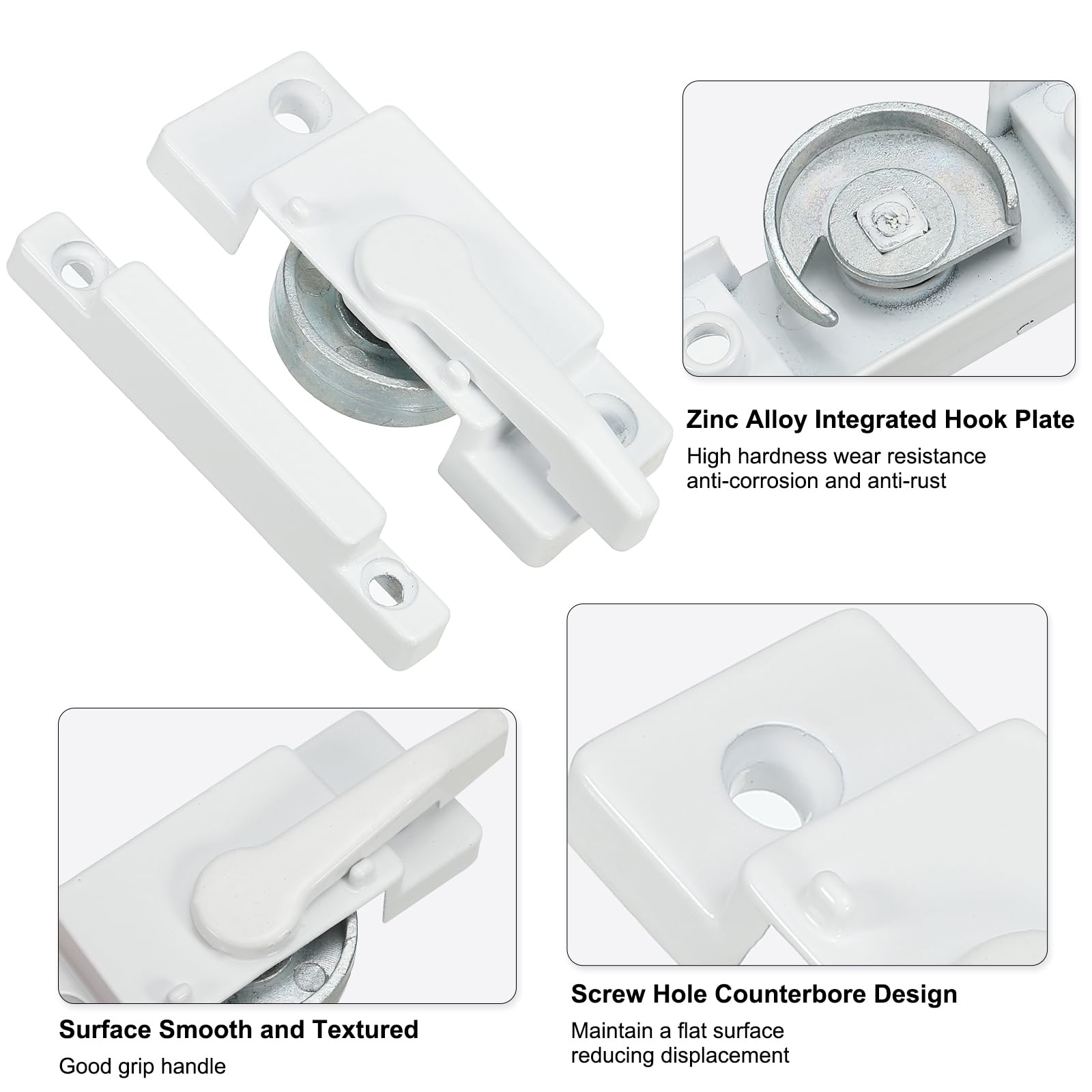 PATIKIL Window Sash Locks, 2pack Zinc Alloy Cam Action Window Locks with Keeper Diecast Window Latches Replacement for Vertical & Horizontal Sliding Windows Security (Side Hole) - Image 3