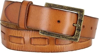 383000-04 Full Grain Leather Belt Strap with Antique Buckle