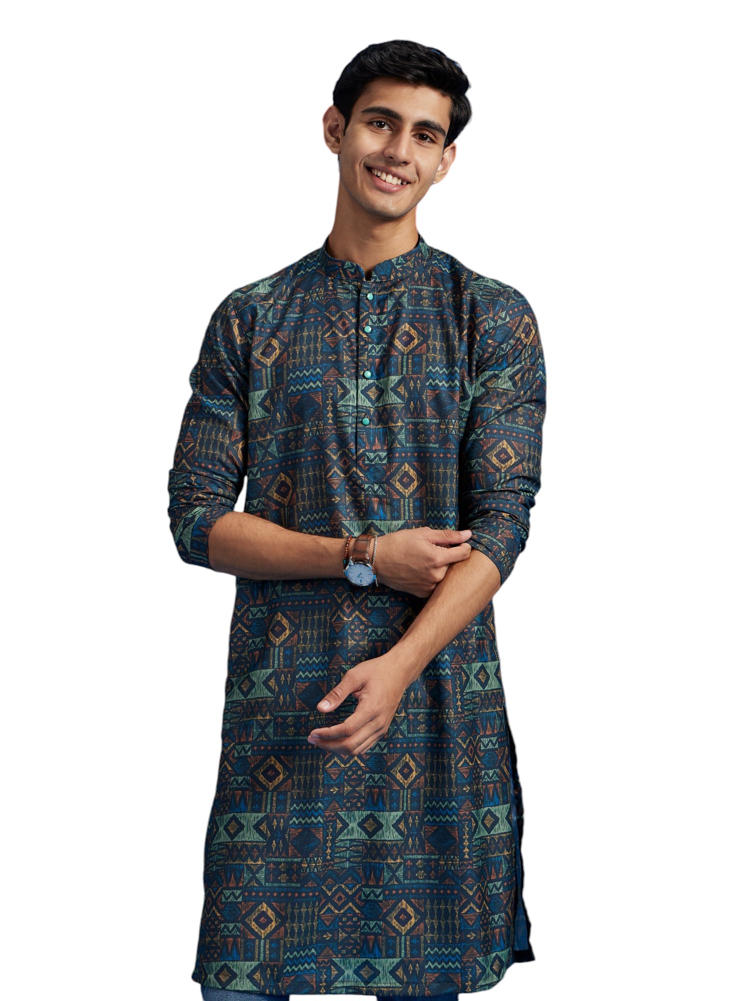 diwas by manyavar Men's Viscose Blend Printed Kurta (1pc)-picture-18