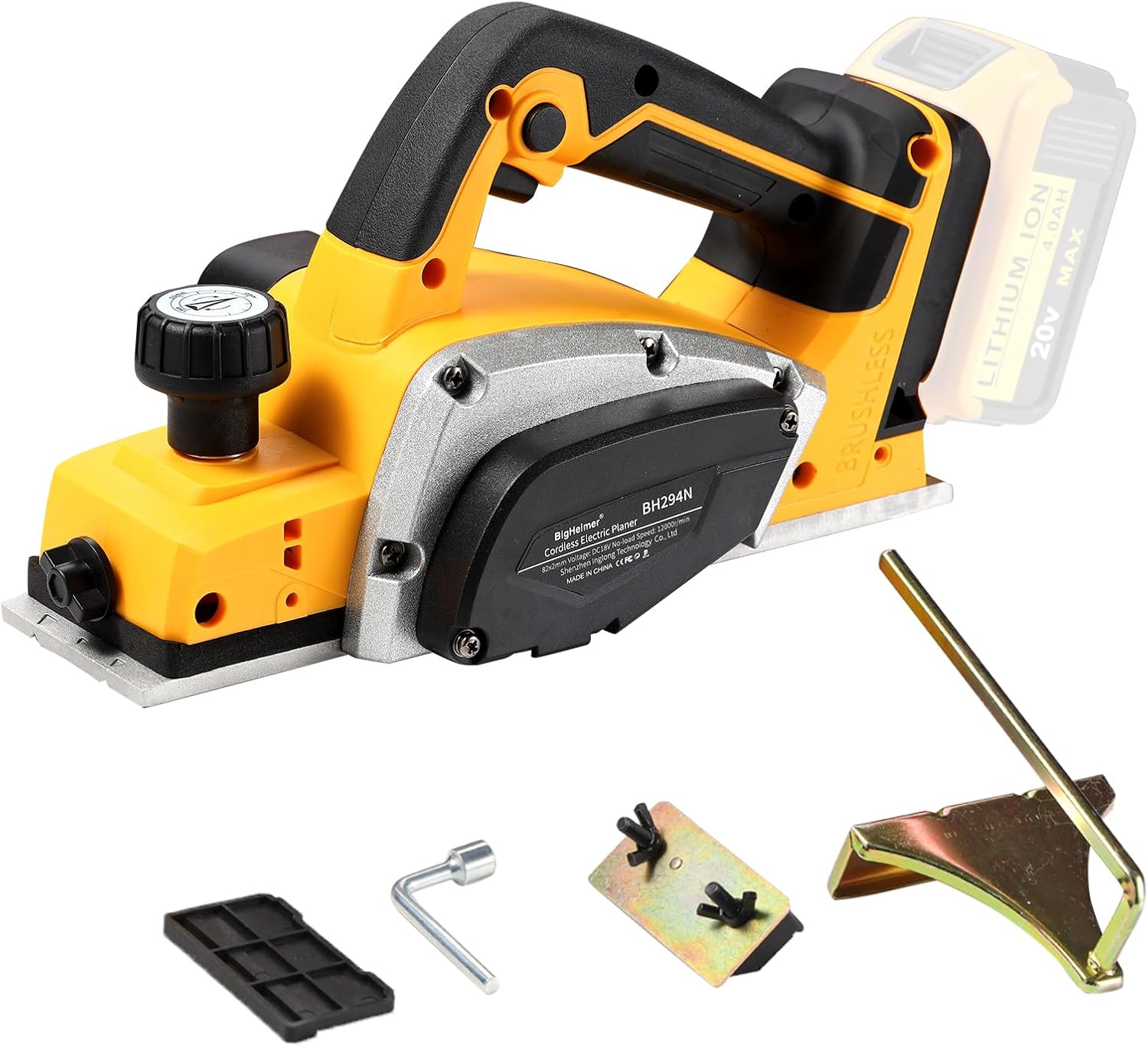 3-1/4-Inch Cordless Electric Hand Planer | Compatible with Dewalt 20V Battery (Tool Only, Brushless Motor) | 15000 RPM Wood Planer for Woodworking, Carpentry & DIY