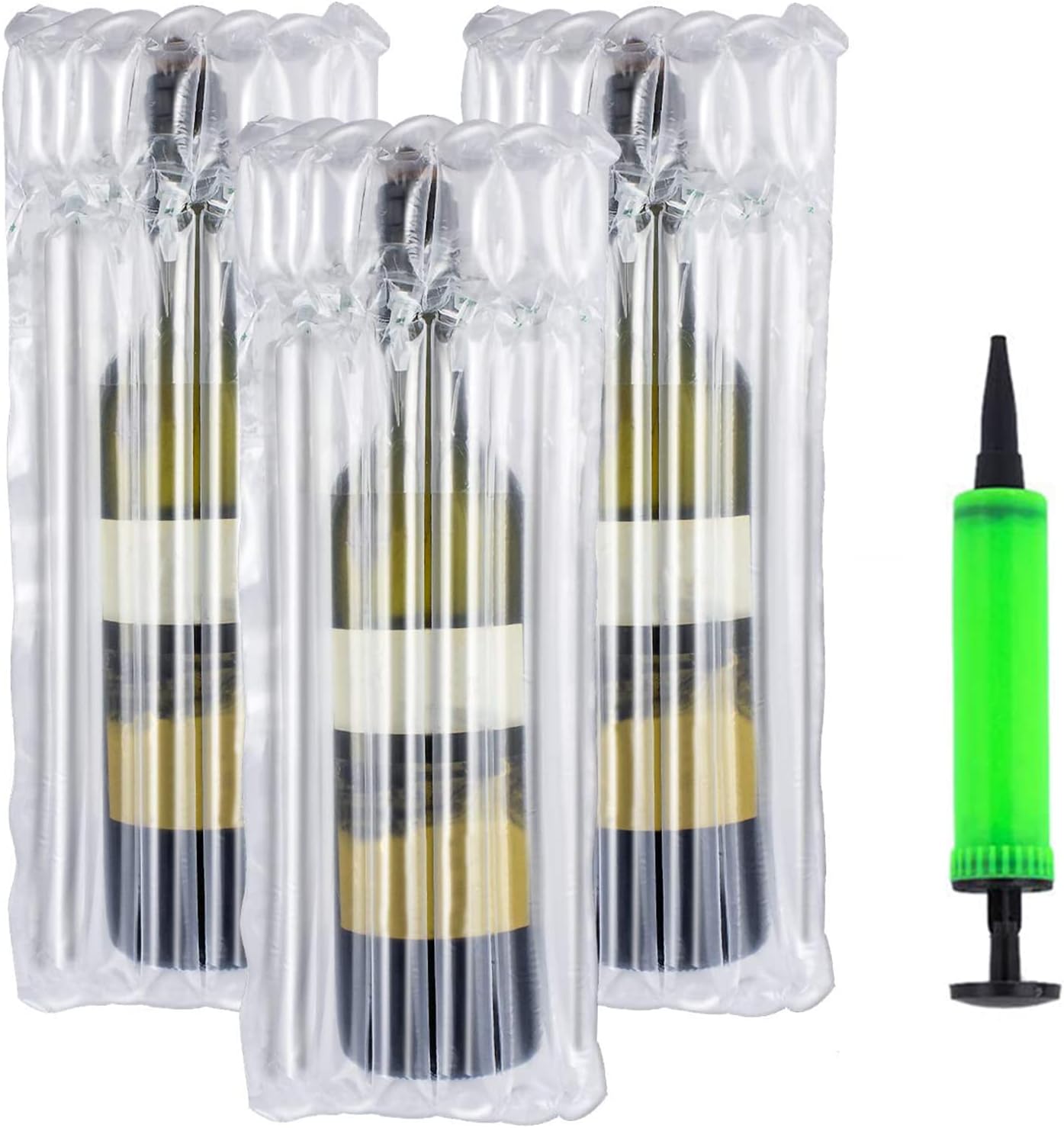 YunKo 50 PACK Wine Bottle Protector Inflatable Bottle Shipping Packaging Bags Air Column Bubble Cushion Sleeves With Free Pump for Airplane Travel Transport