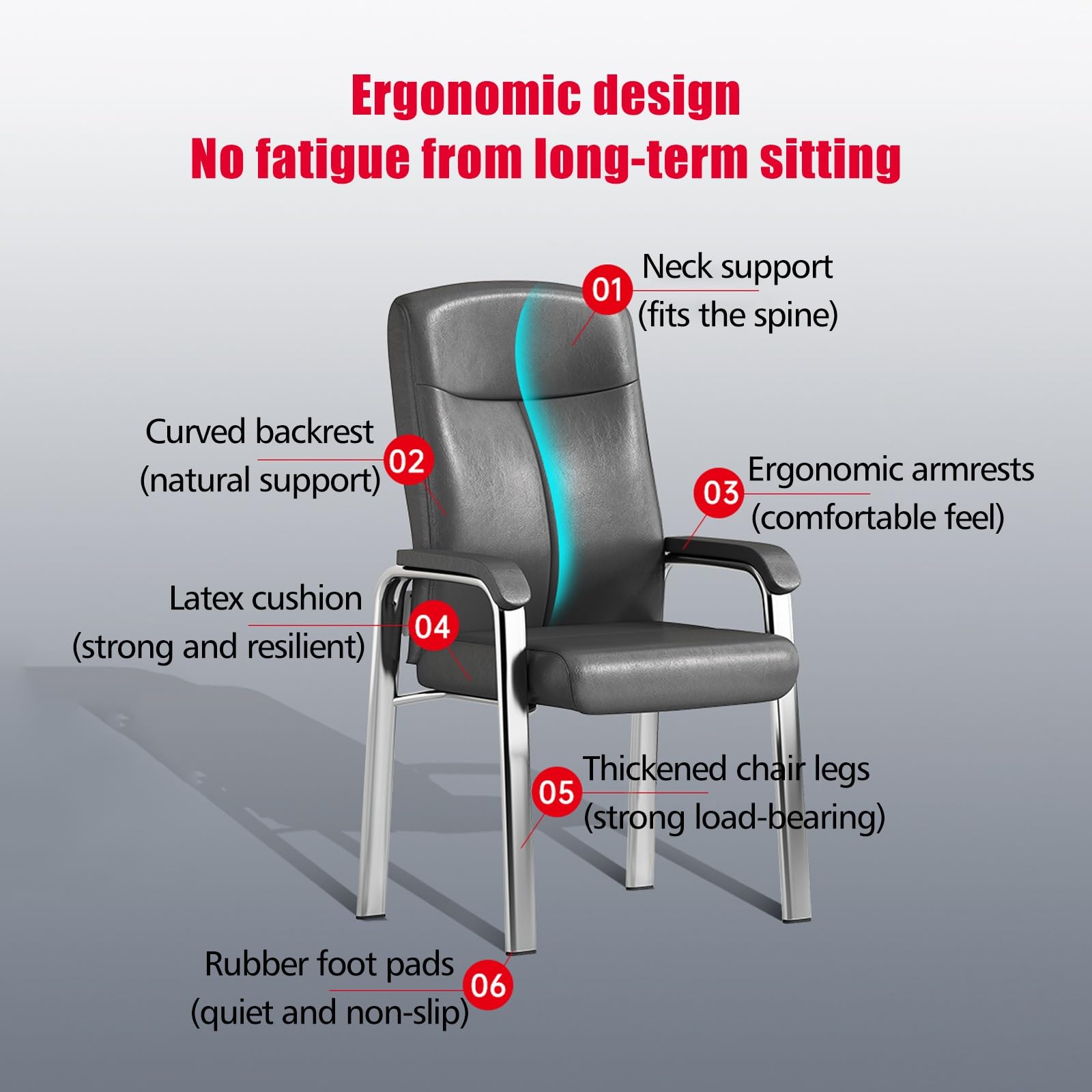 YEQING Ergonomiczne krzesło biurowe, nowoczesny fotel komputerowy, krzesło recepcyjne do domu, pokoju szachowego i karcianego, biura (czarne)