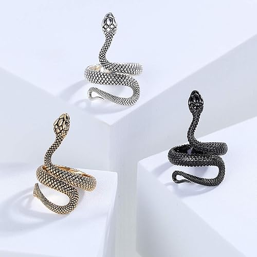 Miniatura 6 de sovesi Anillo de serpiente dorado para hombres y mujeres, anillos góticos de serpiente plateados, anillo vintage ajustable para hombres, éboy,