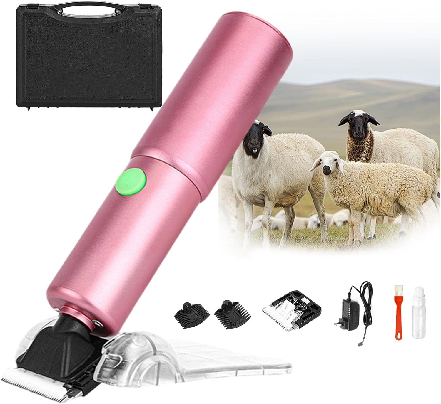 Electric pet Clippers 200W 150 MIN runtime Electric Wool Shear for Sheep Goats Long-haired Dogs Long-haired Cats etc Pink