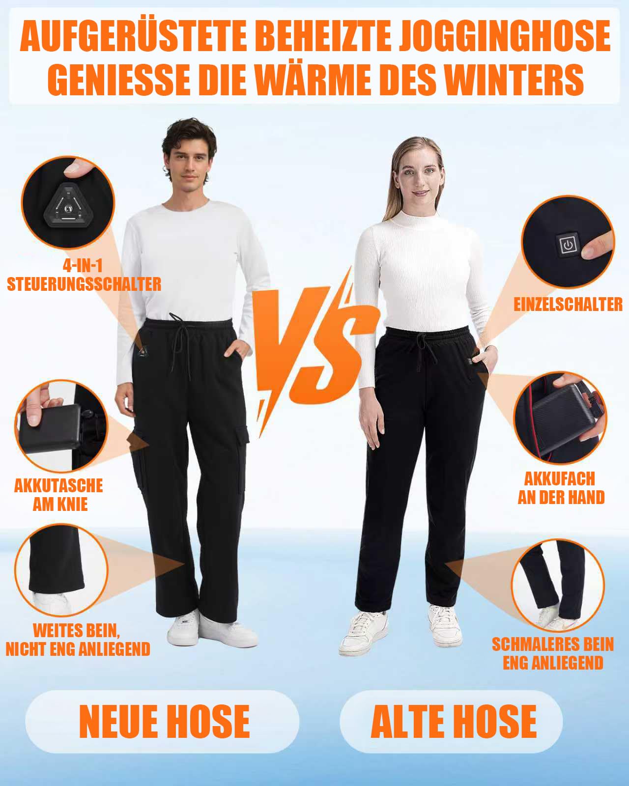 CYCYHEAT Beheizbare Hose Damen & Herren mit 7,4V 20000mAh Akku und 4-in-1 Steuerung – wasserdichte Thermohose mit Verbesserter Carbon-Heiztechnologie für Skifahren, Wandern & Outdoor
