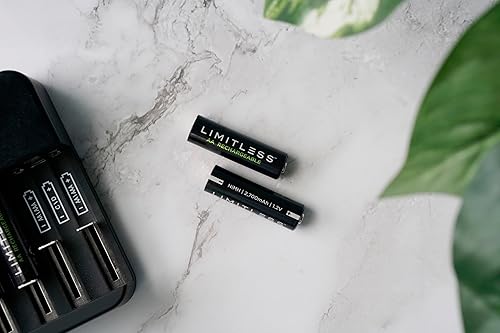 Miniatura 8 de Limitless - Paquete de 8 baterías AA recargables con cargador, baterías universales de 2700 mAh NiMH de alta capacidad y sistema de carga de batería