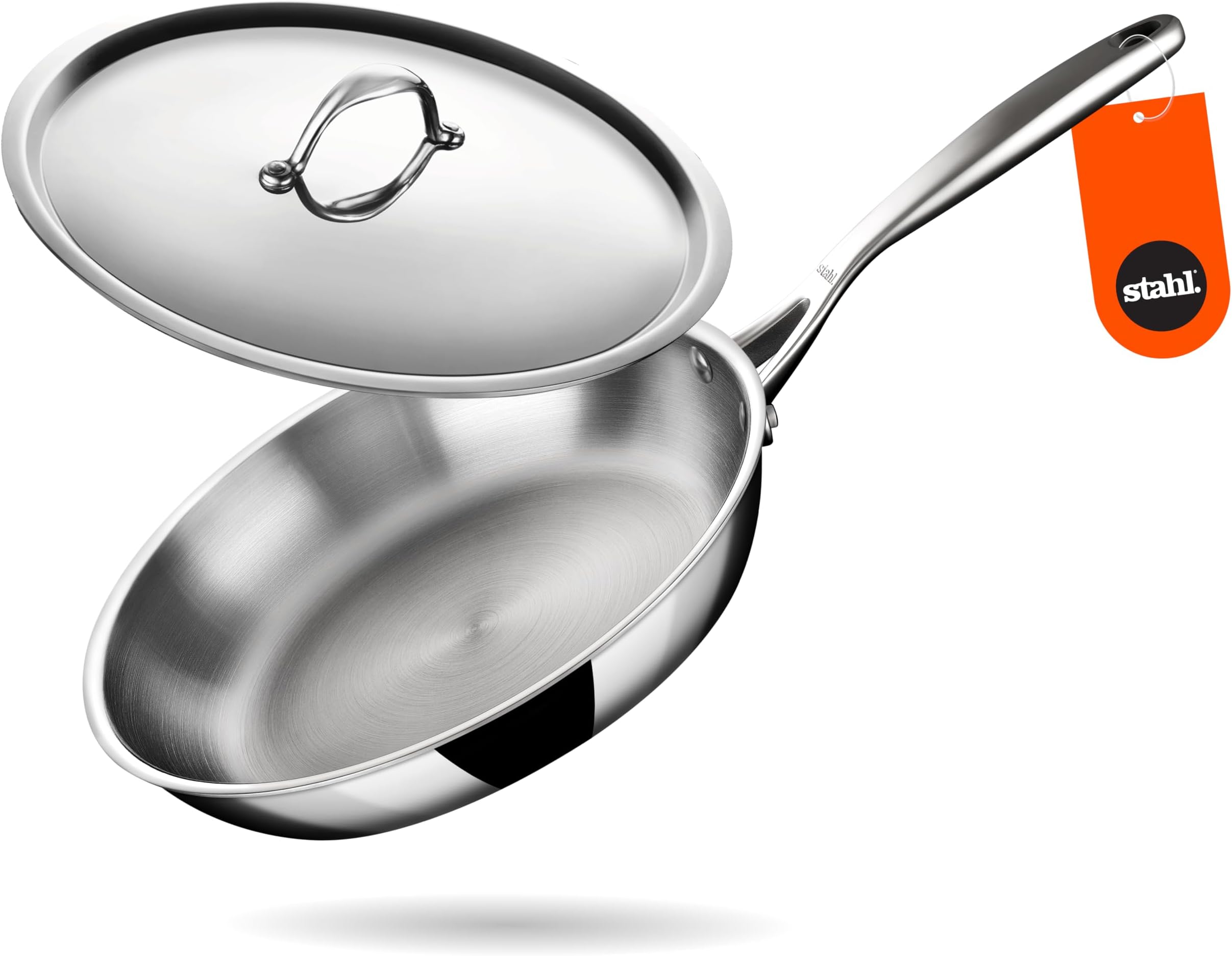 - Stahl Artisan Triply 1.5 L, 22 cm Stainless Steel Fry Pan with Lid, Induction & Gas Stove Compatible Frying Pan, Omelette Pan, Egg Pan