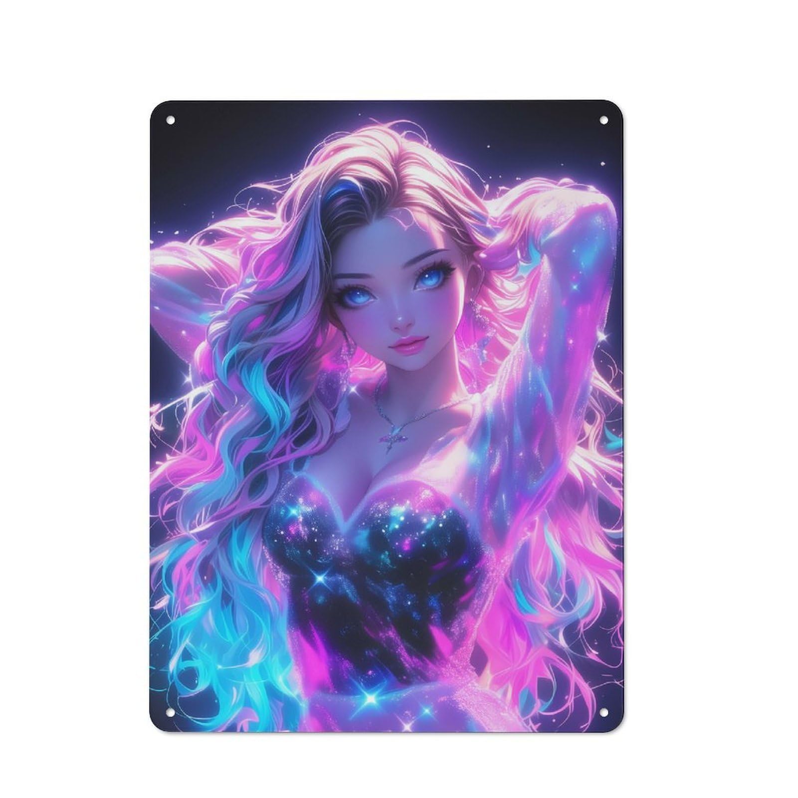 Junmoney Girls Style-17 Neon Fantasy Vintage Metal Sign 40X30cm For Hobby Room Or Studio, Housewarming Present For People Styling Hobby Room And Studio