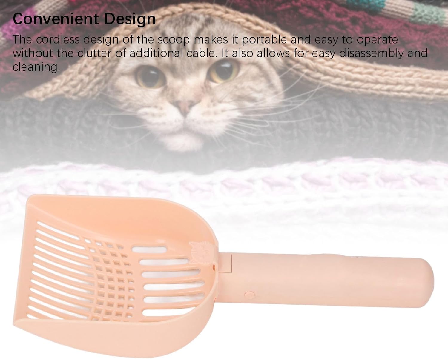 Electric Cat Litter Scoop, Powerful Vibration Cat Litter Scoop with Night Light, Portable Cordless Litter Scooper with Holder, for Clumping and Crystal Litter, Silent Operating