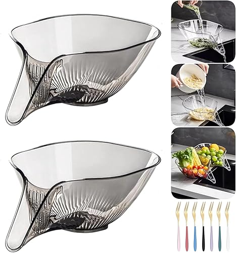 Miniatura 8 de 2024 - Nuevo embudo multifuncional para fregadero de cocina, colador mágico de alimentos con juego de tenedores de frutas coloridos, adecuado para