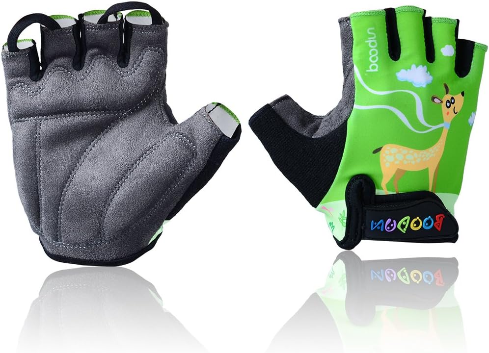 MIFULGOO Kids Padded Cycling Gloves Children Half Finger Bicycle Gloves for 3-8 Years Old Boys Girls for Balance Bike Roller Skate Scooter Inline Skating Skateboard