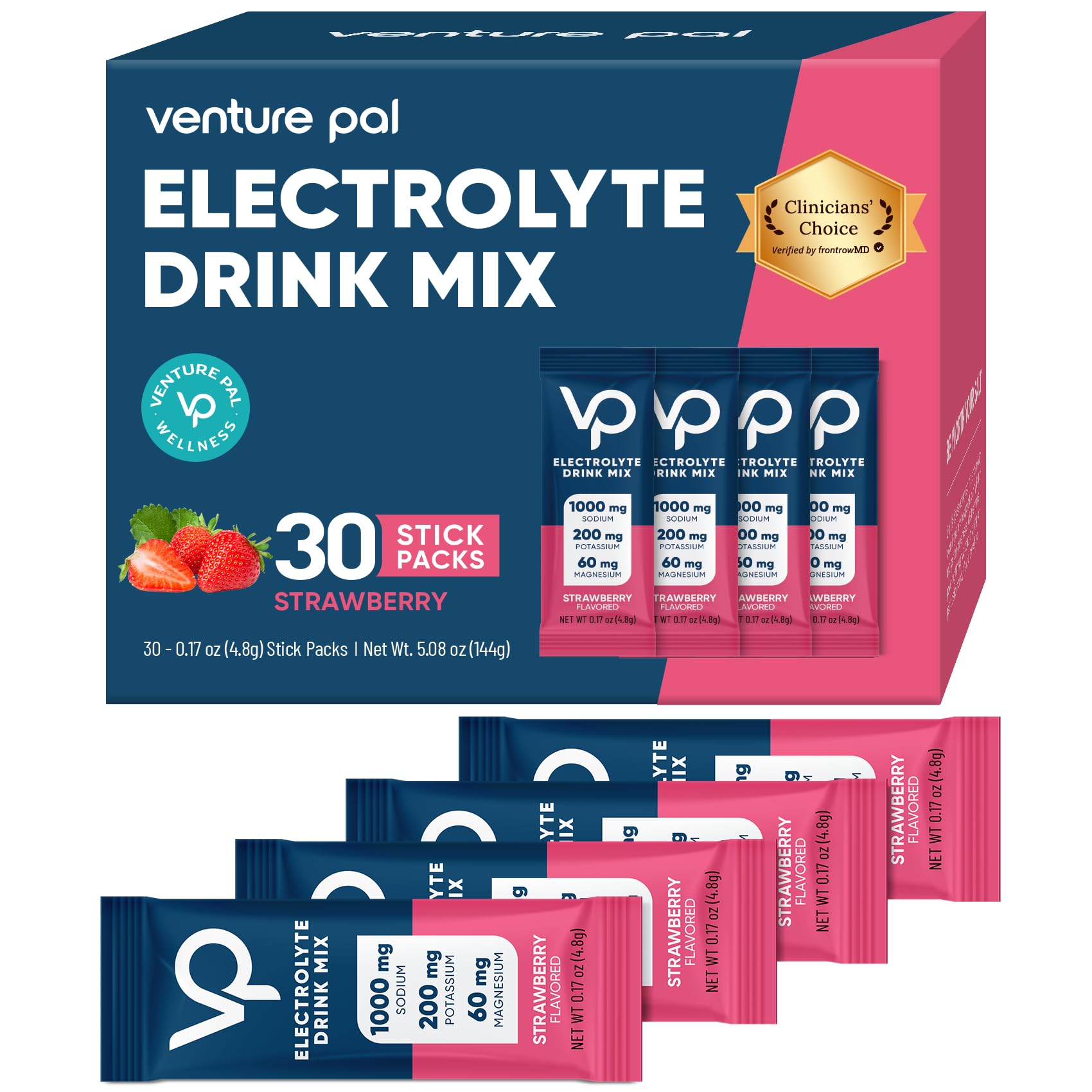 Venture Pal High Sodium Sugar Free Electrolytes Powder Packet, 30 Sticks — Amazon image 13