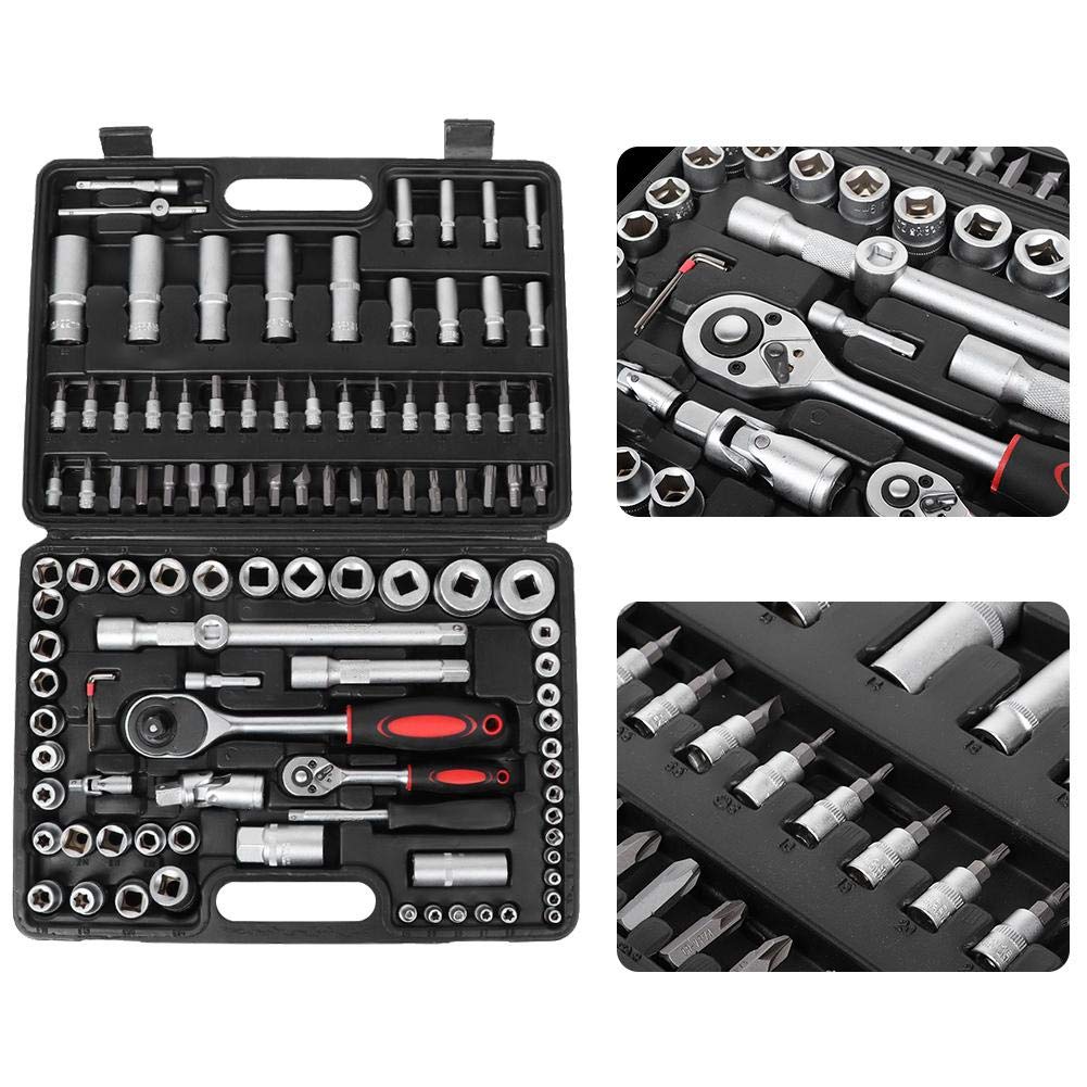 Cocoarm Zestaw Kluczy Nasadowych Nasadowych 108 szt. Stal Chromowo-wanadowa 1 2 w 1 4 Cale Kombinacja Kluczy Tulejowych z Super Lock Design do Narzędzi do Naprawy Samochodów Warsztat Garaż Domowy