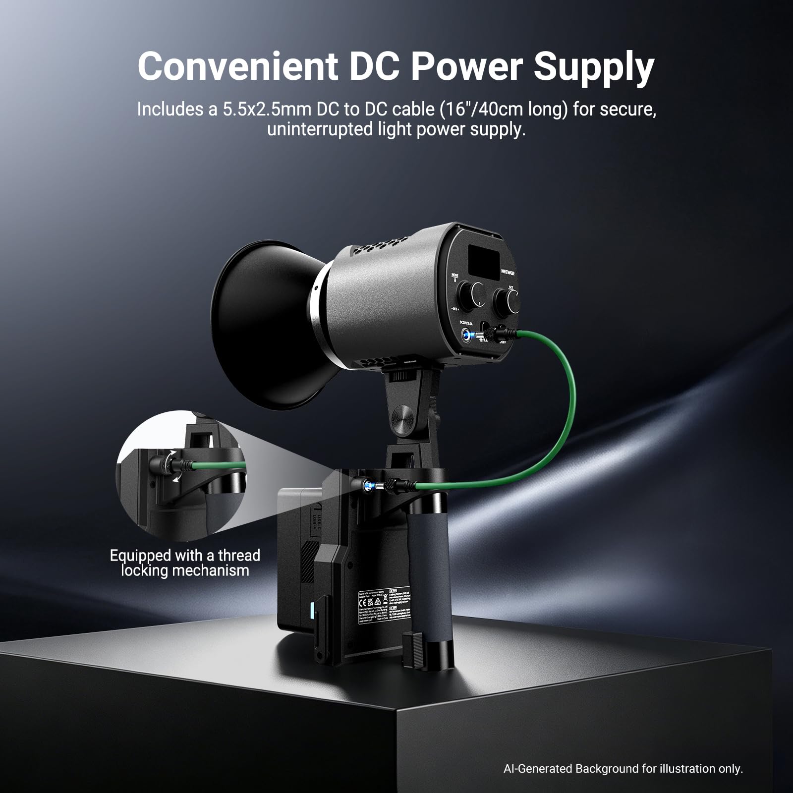 NEEWER Impugnatura Batteria V Mount e NP-F 2in1 per Luce Video LED Portatile Serie MS HS, Maniglia a Due Canale con Piastra per Batteria NP-F970 750 PS099E VB99 e Cavo DC a DC da 5,5x2,5mm, PS011E