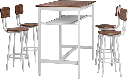 Miniatura 3 de 5 Bar Table Set, Kitchen Bar Table and Chairs Set of 4, Metal Counter Height Table with Stools for Dining Room, Living Room Breakfast Table