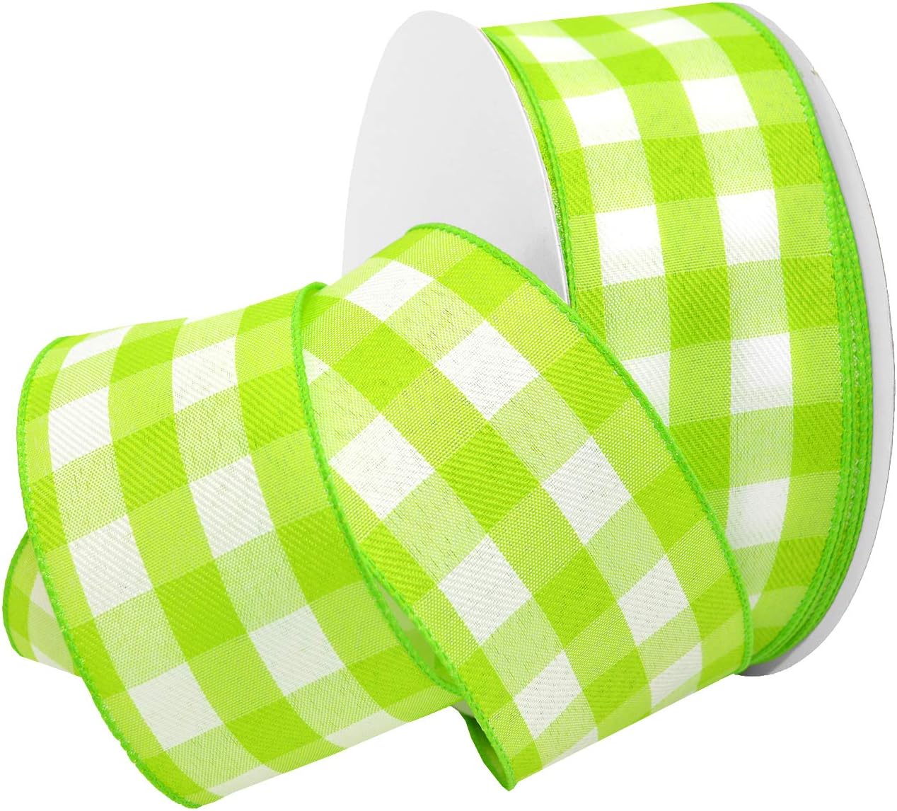 Morex Gingham Style Ribbon, Wired Taffeta, 2-1/2 inch by 50 Yards, Light Pink