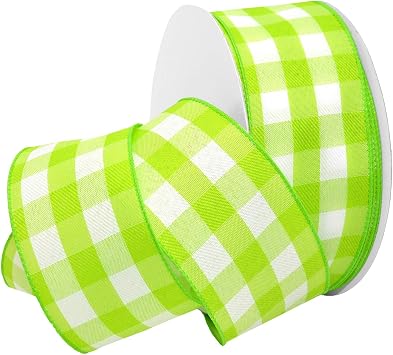 Morex Ribbon Gingham Style 1/2 inch by 50 Yards, Lime