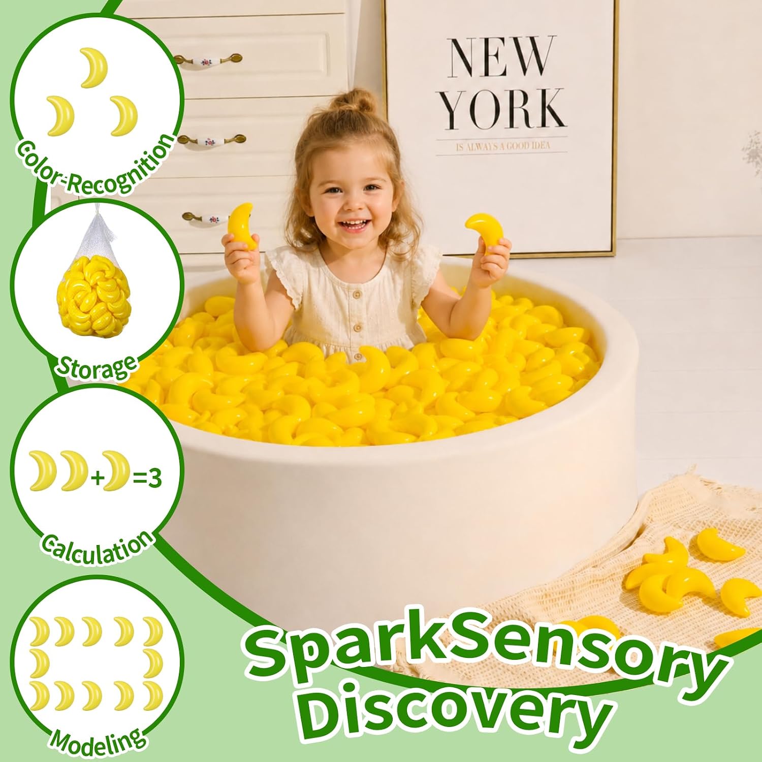 TRENDPLAY Ball Pit Balls for Toddlers 100 Moon Shape, Plastic Toy Balls for Boys Girls Kids Dogs